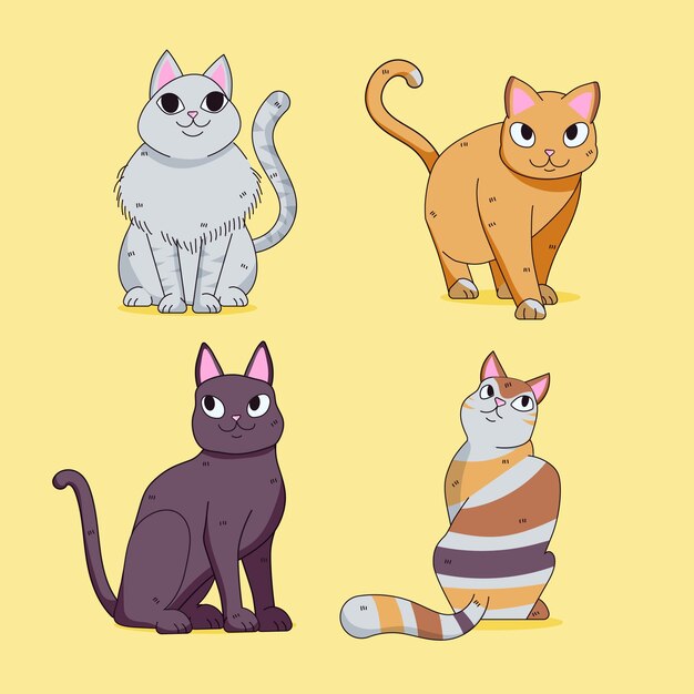 Conjunto de pegatinas de gatos