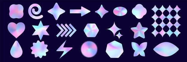 Conjunto de pegatinas holográficas Y2K