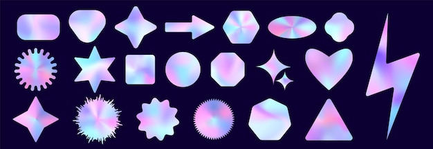Conjunto de pegatinas holográficas Y2K