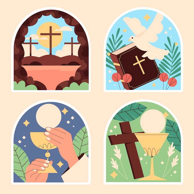 Vector gratuito conjunto de pegatinas de jesús dibujadas a mano