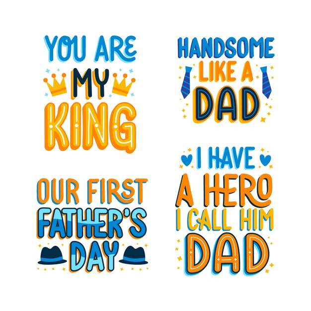 Conjunto de pegatinas de letras coloridas del día del padre