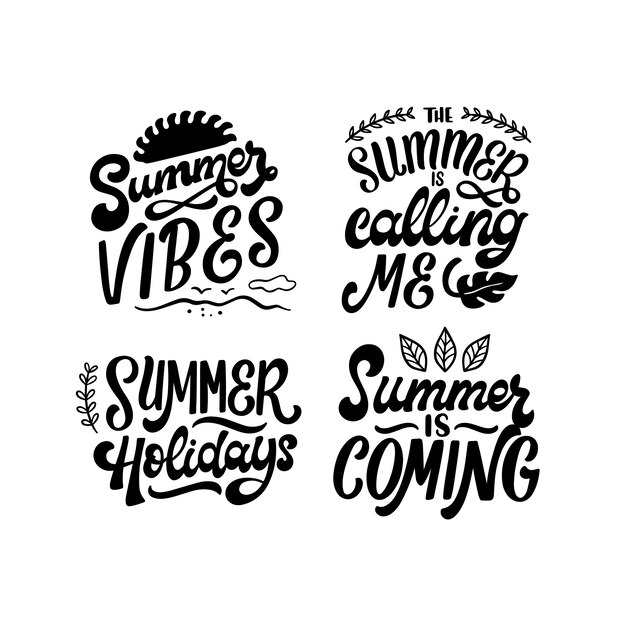 Conjunto de pegatinas de letras de verano