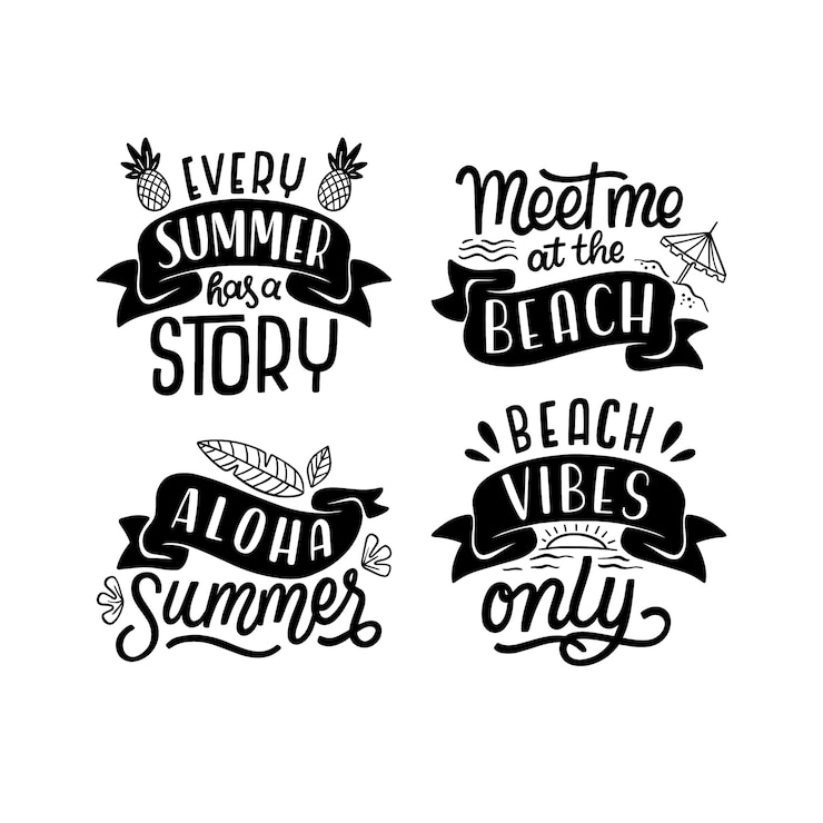 Vector gratuito conjunto de pegatinas de letras de verano