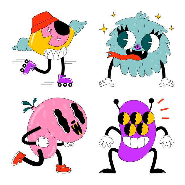 Conjunto de pegatinas de monstruo ácido
