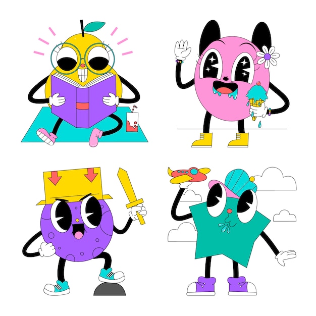Conjunto de pegatinas de niño ácido