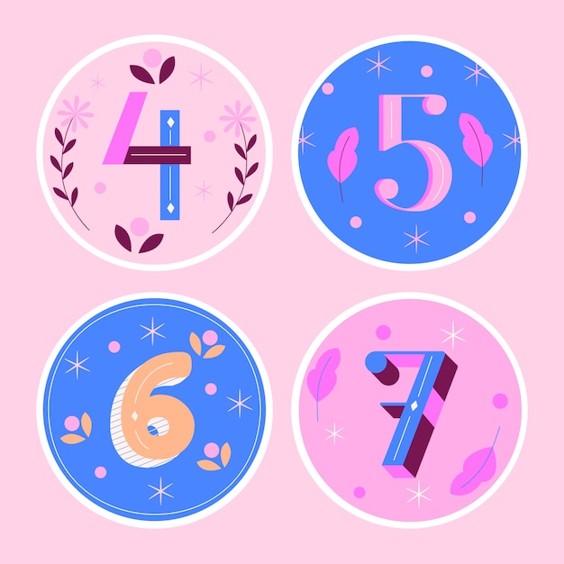 Conjunto de pegatinas de números de aniversario