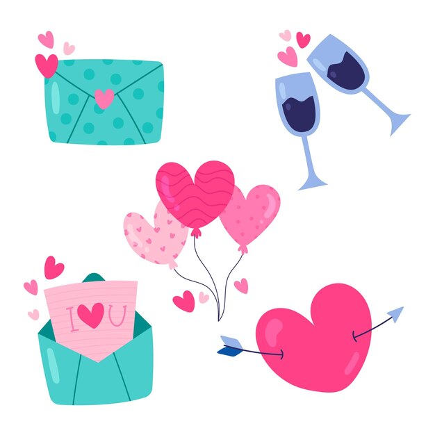 Conjunto de pegatinas de romance de amor