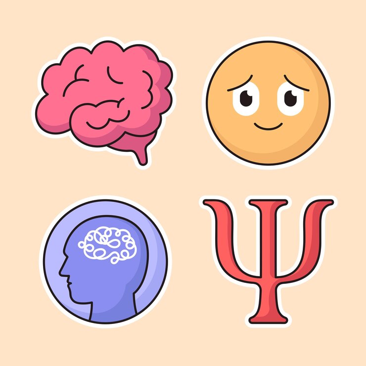Vector gratuito conjunto de pegatinas de salud mental