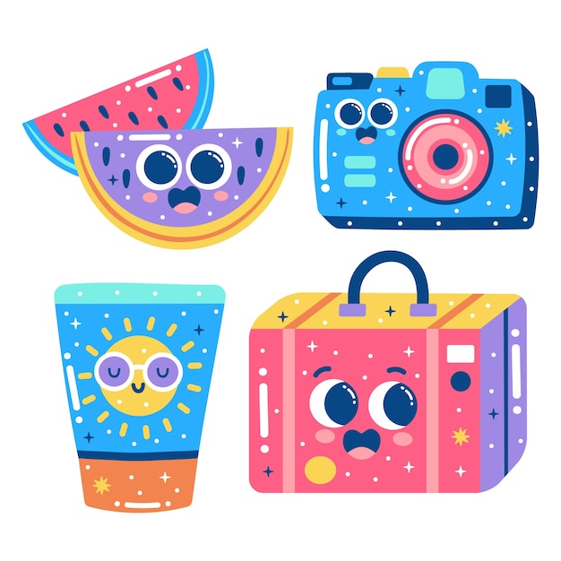 Conjunto de pegatinas de vacaciones deslumbrantes