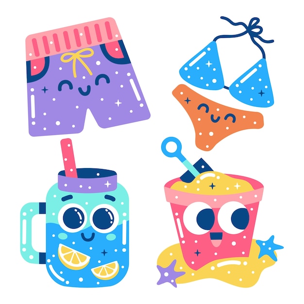 Conjunto de pegatinas de verano deslumbrante