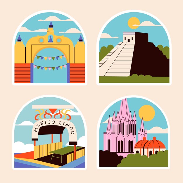 Conjunto de pegatinas de viaje asiático