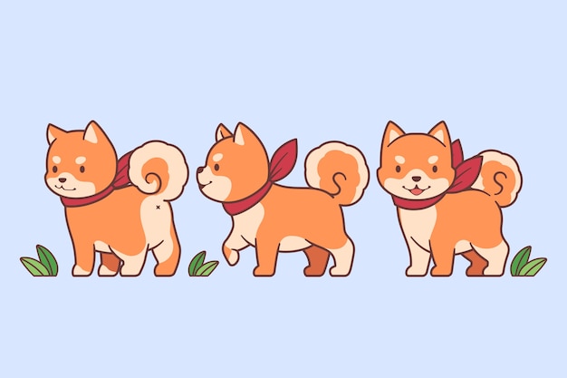 Conjunto de perros kawaii