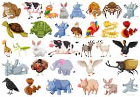 Vector gratuito conjunto de personaje de animales.