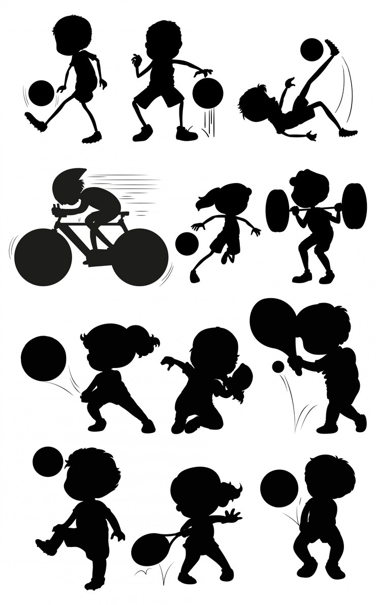 Vector gratuito conjunto de personaje atleta silueta