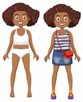 Vector gratuito conjunto de personaje de dibujos animados adolescentes africanos