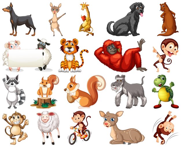 Conjunto de personaje de dibujos animados de animales