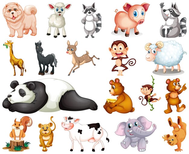 Conjunto de personaje de dibujos animados de animales