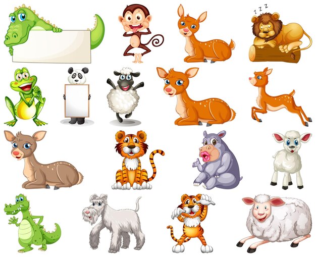 Conjunto de personaje de dibujos animados de animales