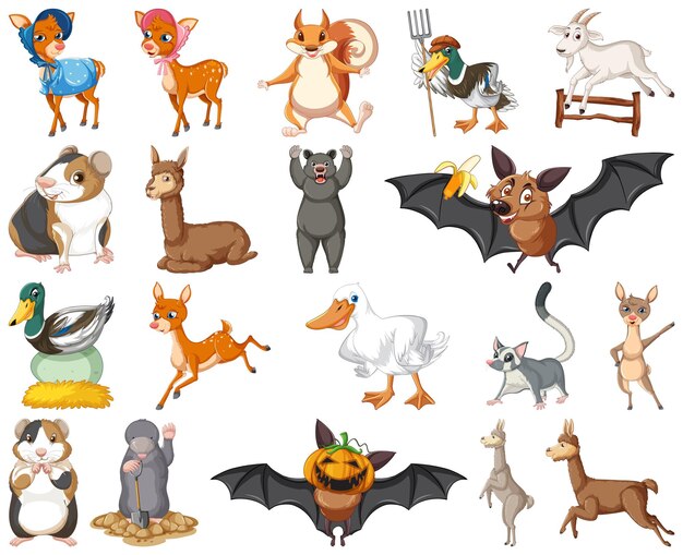 Conjunto de personaje de dibujos animados de animales