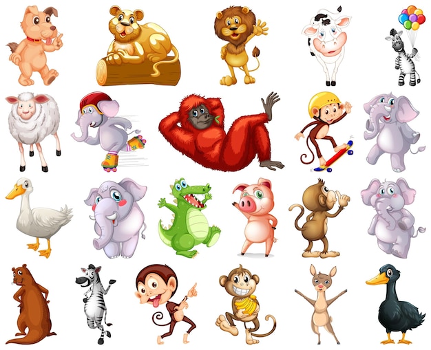 Conjunto de personaje de dibujos animados de animales