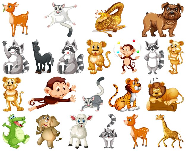 Conjunto de personaje de dibujos animados de animales
