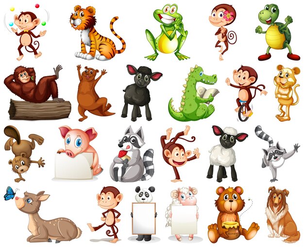 Conjunto de personaje de dibujos animados de animales
