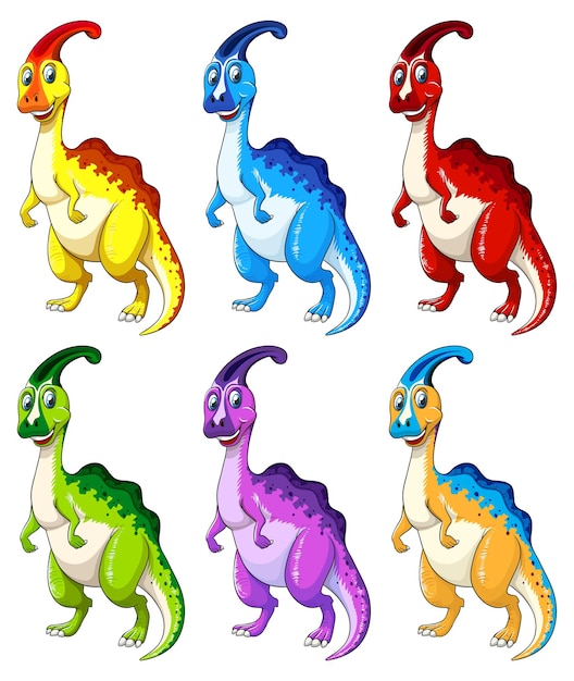 Conjunto de personaje de dibujos animados de dinosaurio Parasaurus