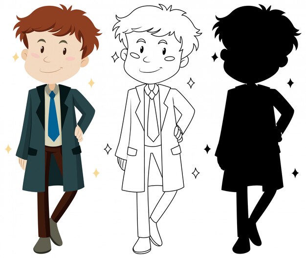 Conjunto de personaje de dibujos animados de hombre guapo