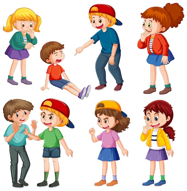 Vector gratuito conjunto de personaje de dibujos animados de niños