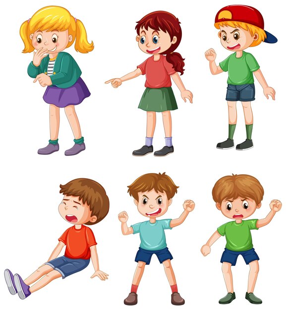 Conjunto de personaje de dibujos animados de niños