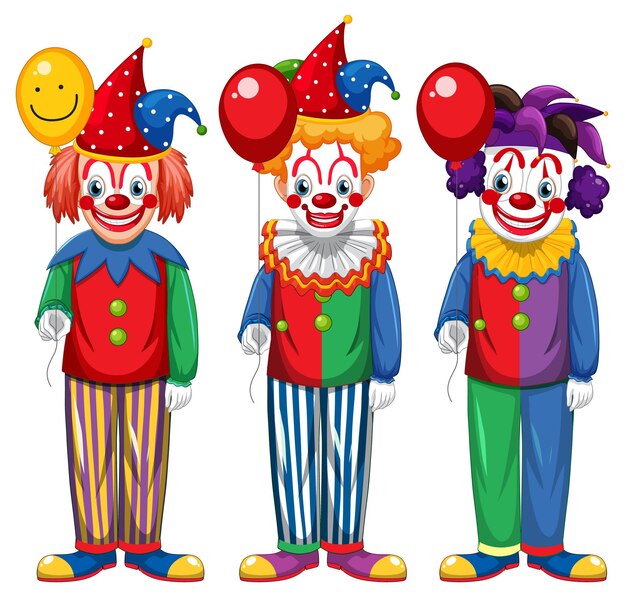 Conjunto de personaje de dibujos animados de payaso