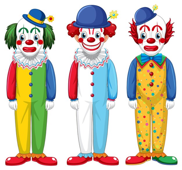 Conjunto de personaje de dibujos animados de payaso