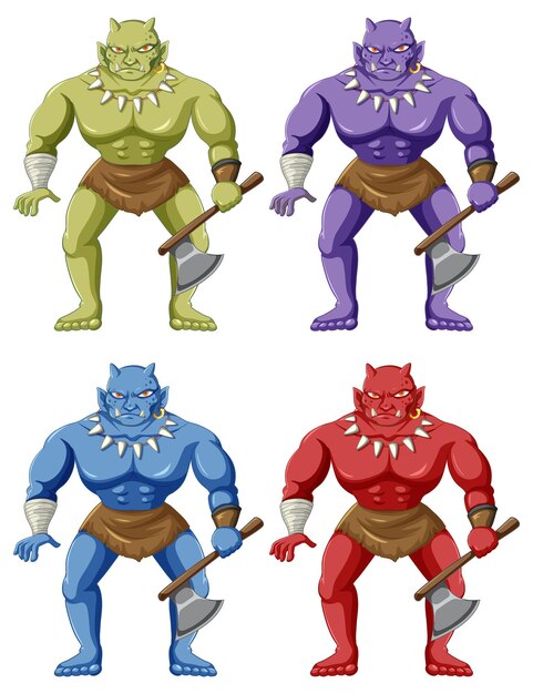 Conjunto de personaje de dibujos animados troll