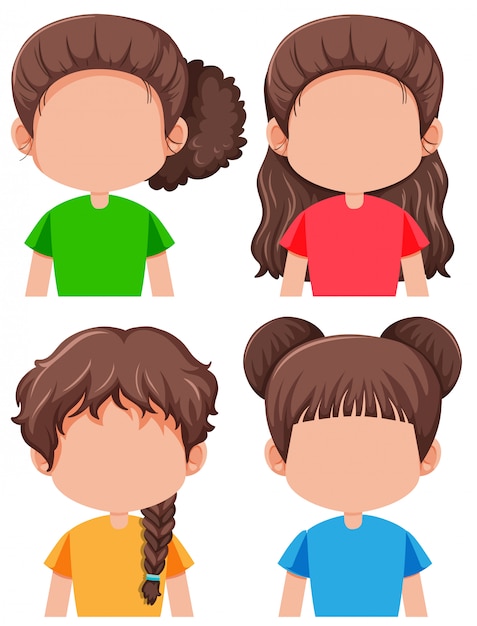 Vector gratuito conjunto de personaje femenino moreno.