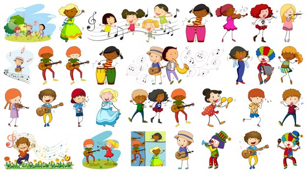 Conjunto de personaje músico.