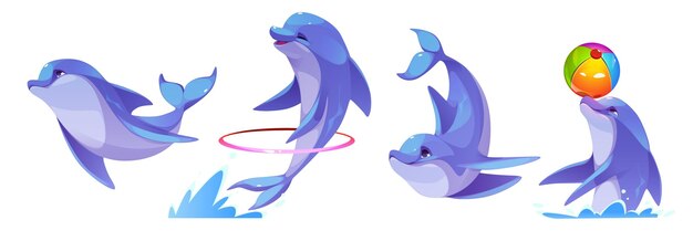 Conjunto de personajes de delfines lindos