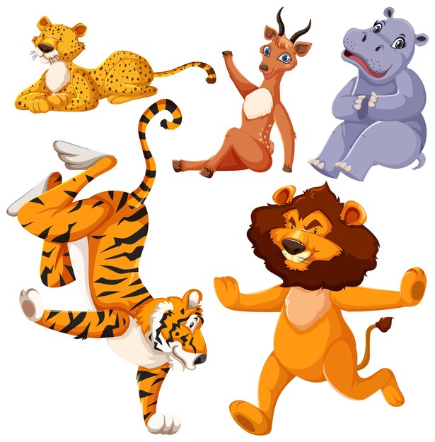 Conjunto de personajes de dibujos animados de animales lindos