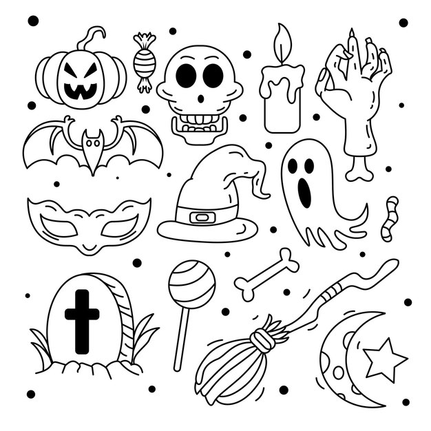 Conjunto de personajes de dibujos animados de halloween