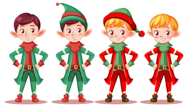 Vector gratuito conjunto de personajes de dibujos animados de navidad