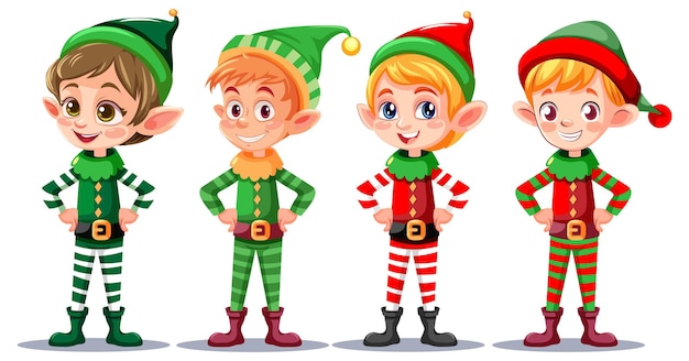 Vector gratuito conjunto de personajes de dibujos animados de navidad