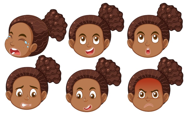 Vector gratuito conjunto de personajes de dibujos animados de niña de la pubertad