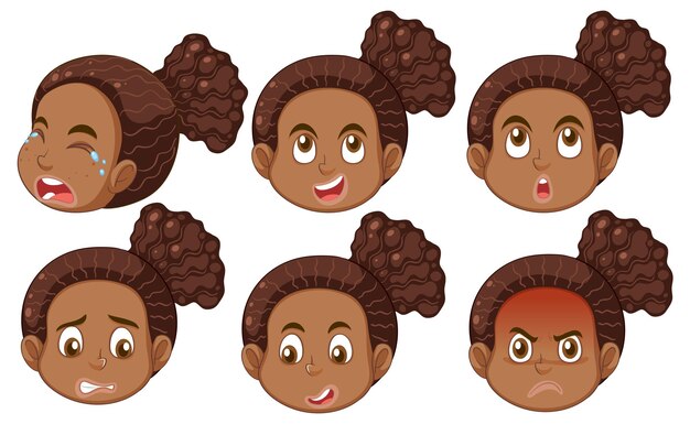 Conjunto de personajes de dibujos animados de niña de la pubertad
