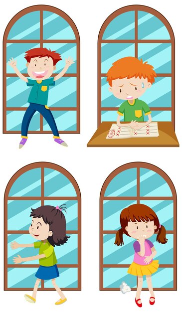 Conjunto de personajes de dibujos animados para niños simples