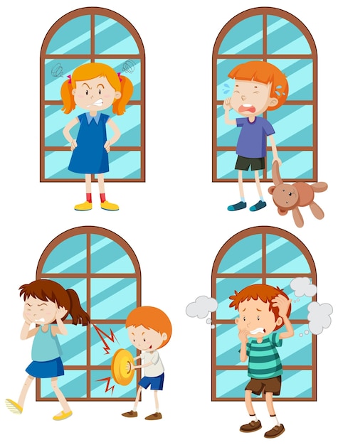 Conjunto de personajes de dibujos animados para niños simples