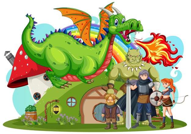 Conjunto de personajes de dibujos animados populares de fantasía