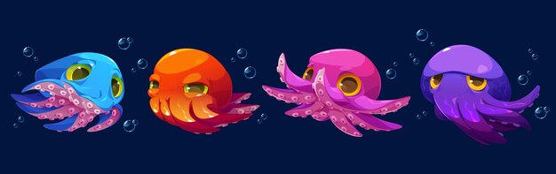 Conjunto de personajes de dibujos animados de pulpo