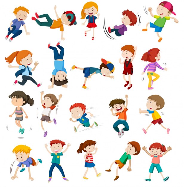Conjunto de personajes infantiles urbanos.