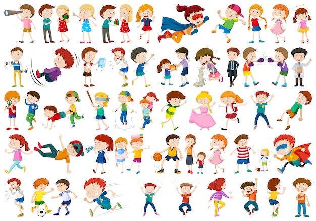 Vector gratuito conjunto de personajes infantiles.