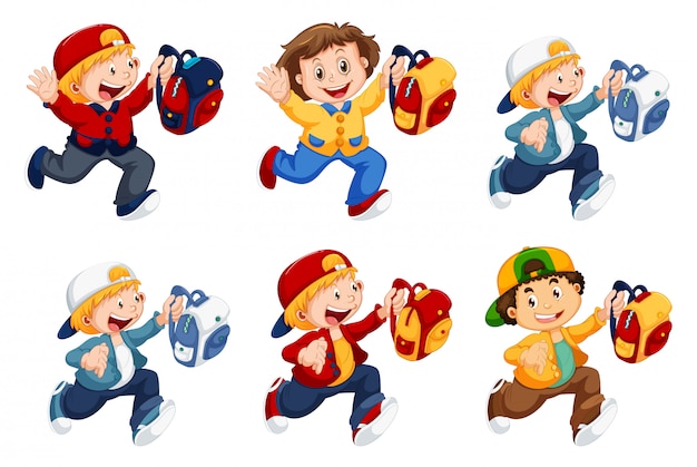 Vector gratuito conjunto de personajes infantiles.