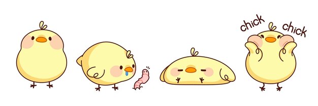 El conjunto de personajes de Kawaii Little Chick de diseño de Pascua